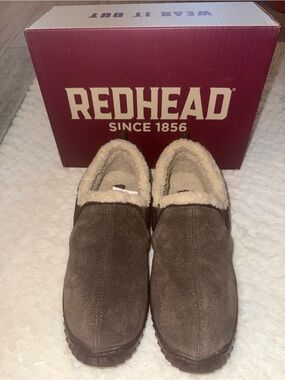 Men’s RedHead Brown Suede Slip-On Fleece-Lined Slippers